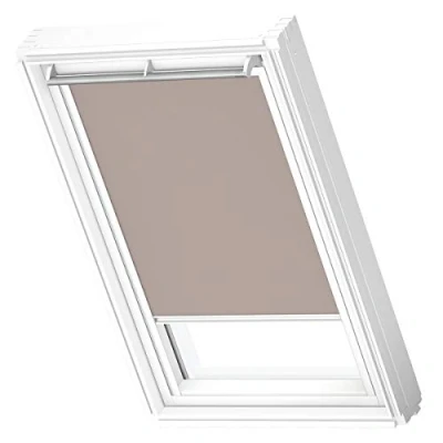 Image of VELUX Original Roof Window Blackout Blind for MK06, Light Taupe, with White Guide Rail