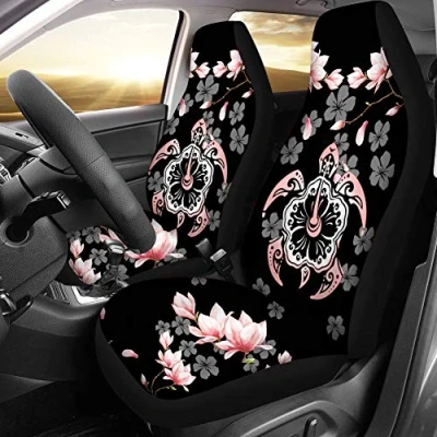 Image of Biyejit Floral Turtle Front Seat Cover for Car of 2 Pack Protector Interior Auto Bucket Most Car,SUV,Truck