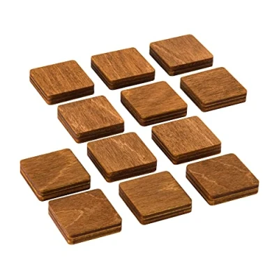 Image of Wooden Refrigerator Magnets, Decorative Office Square Fridge Magnets. Brown small Size