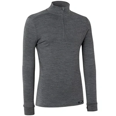 Image of GripGrab Unisex&#039;s Merino Wool Bamboo Half Zip Long Sleeve Thermal Base Layer High Performance Viscose Winter Bicycle Under Shirt, Grey, X Small