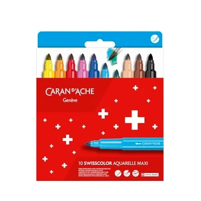 Image of Caran d&#039;Ache Maxi Jumbo Swisscolor Felt Tip Pens/Fibre Pens Ref 195.410 / 10 Fibre