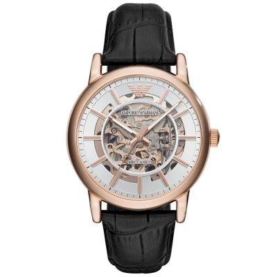 Image of Emporio Armani Watch for Men, Automatic Movement, 43 mm Rose Gold Stainless Steel Case with a Leather Strap, AR60007
