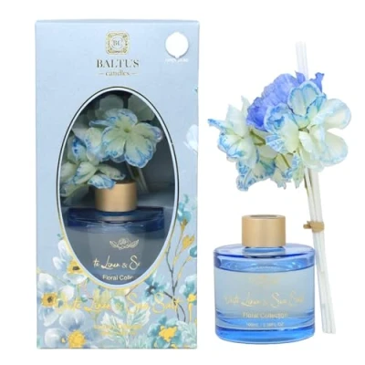 Image of Baltus Reed Diffuser Faux Flower 100ml Luxury Aroma White Linen &amp; Sea Salt Scent