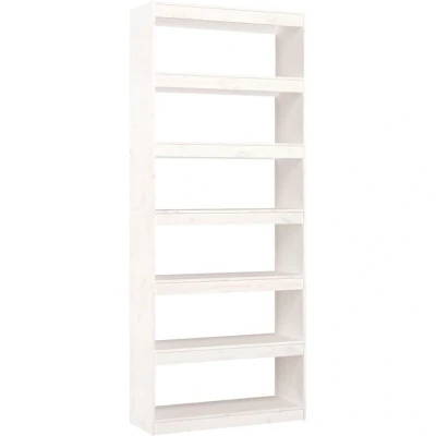 Image of vidaXL Book Cabinet/Room Divider White 80x30x199.5 cm Solid Wood Pine