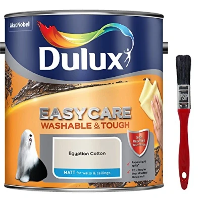 Image of New 2017 Dulux Easycare Washable &amp; Tough Matt Egyptian Cotton 2.5L with Unique Stain Repellent Technology. Includes PSP Touch up Brush.