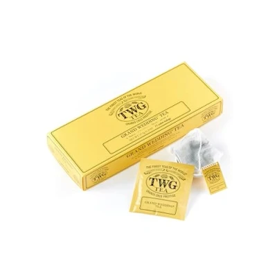 Image of TWG Tea Grand Wedding Black Sunflowers and Exotic Fruits 15 Hand Sewn Cotton Bags Gift Set
