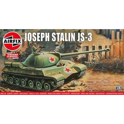 Image of Airfix Vintage Classics Set A01307V Joseph Stalin JS3 Russian Tank Plastic Model Kits for Adults &amp; Children 8+, Includes 67 Pieces, Sprues Decals 1:76 Scale