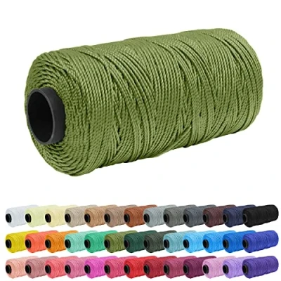 Image of Uiopa Polypropylene Macrame Cord 1.5mm x 200m, 3 Strand Twisted String Crochet Yarn for Bag, Knitting, DIY Projects, Army Green Craft
