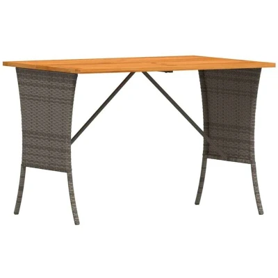 Image of vidaXL Garden Table with Acacia Wood Top Grey 105x75x72 cm Poly Rattan