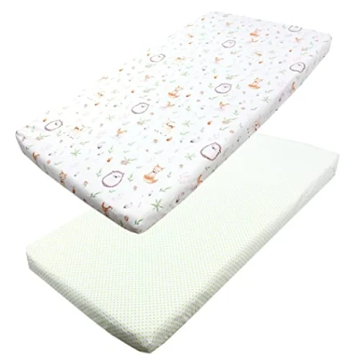 Image of TupTam baby fitted sheet children for bed cot pack of 2, Hedgehog/Rabbit/Pink, 70 x 140 cm