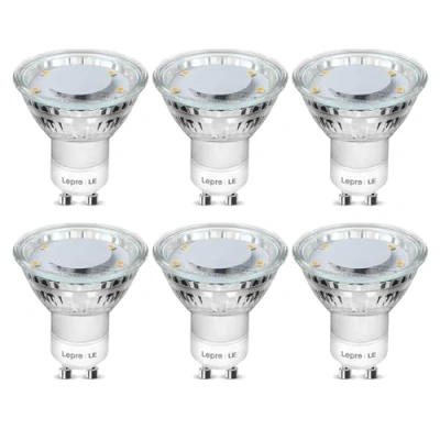Image of Lepro GU10 LED Bulbs Warm White 2700K, 4W 325lm Spot Light Bulbs, 50W Halogen Spotlight Equivalent, Energy Saving Lightbulbs, 100 Wide Beam, Non dimmable, Pack of 6