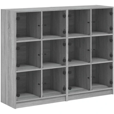 Image of vidaXL Bookcase with Doors Grey Sonoma 136x37x109 cm Engineered Wood