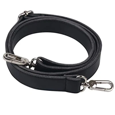 Image of BOMKEE Leather Handbag Strap Replacement Adjustable Bag Straps Belt with Metal Swivel Hooks for DIY Purse and Briefcase 61 inch Black