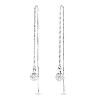 Image of Elli Earrings Ladies Ear Hanger Ball Glamorous with Crystals in 925 Sterling Silver