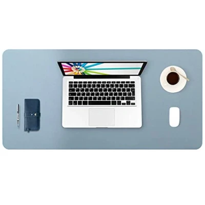 Image of DOBAOJIA Desk Pad Large, 31.5&quot; X 15.7&quot; Multifunctional Laptop Mat PU Leather Mouse Blotter Writing for Office/Home, Waterproof +Suede Non Slip (Greyish Blue)
