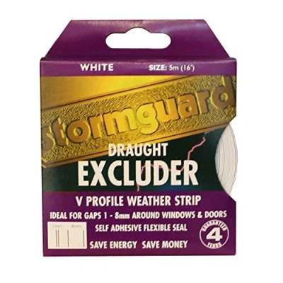 Image of Stormguard V Seal White 5M Draught excluder Weather Proofing self Adhesive Gap Filler