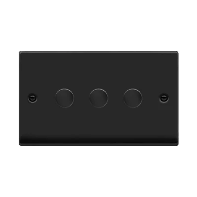 Image of Click Deco 3 Gang 2 Way 100W LED Dimmer Switch Matt Black