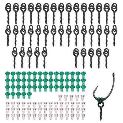 Image of FYSL 140Pcs Bait Screws Set 40Pcs Fishing 100Pcs Hook Stops Rubber Shank Beads Screw Rings Earring Stopper for Accessories