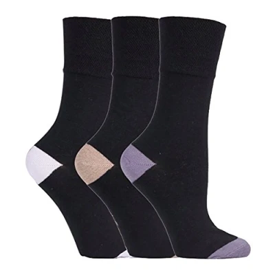 Image of Ladies 3 Pair Gentle Grip Black Dots Socks (4 8 Ladies, SOLRP10HT)