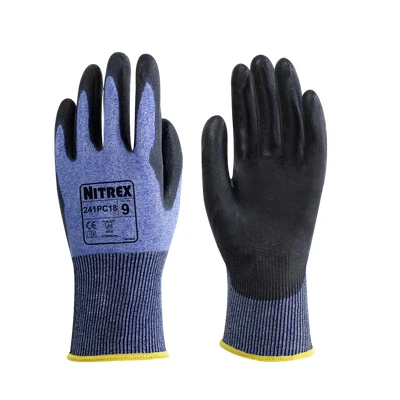 Image of Nitrex 241PC18 Work and Safety Gloves, Bag of 10 Pairs, Size 11 C Rated Cut Resistant Gloves with PU Palm Coating