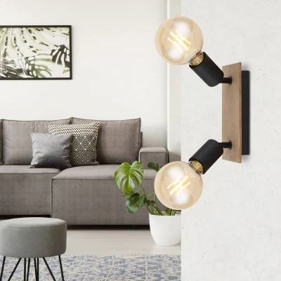 Image of Globo Martha downlight with a wooden panel, 2 bulb
