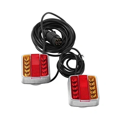 Image of ETUKER Magnetic LED Trailer Tail Light Kit, 12V Indicator With License Plate Lamp, Magnet 7.5m Cable and 7 Pin Plug, For Caravan/Truck/RV/Trailer (10 Bulb)