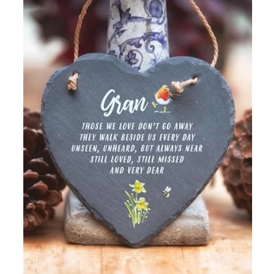 Image of Image Industry Gran Slate Heart Hanging Memorial Gift Robin Lovers