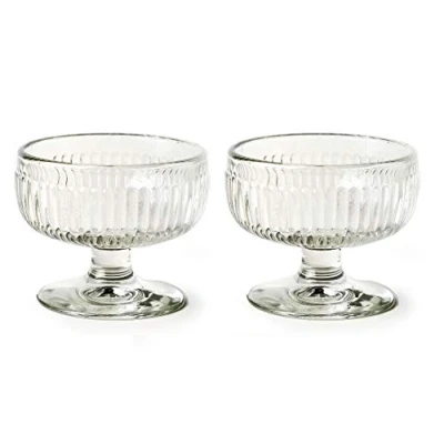 Image of Muldale presents La Rochere Tahiti Glass Sundae Ice Cream Shallow Dessert Bowl Set of 2