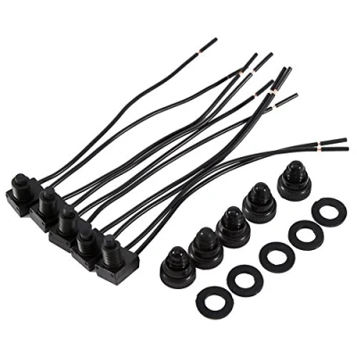 Image of Inline 12V Waterproof Switch Push Button On Off With 4&quot; Leads For Motorcycle/Car (5Pcs)