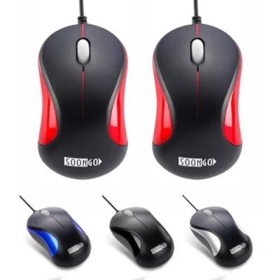 Image of SOONGO laptop Mouse 2 pack, suitable for office and home use with computer desktop Windows 7/8/10/11/XP Vista Mac Red