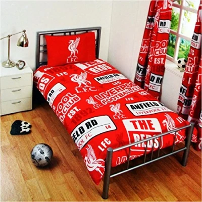 Image of Kids Liverpool FC Print Football Club Single Duvet Quilt Cover Bedding Set