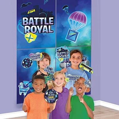 Image of Amscan 9912583 Kids Battle Royal Gamers Birthday Party Scene Setter Decoration &amp; Props 16 Pieces