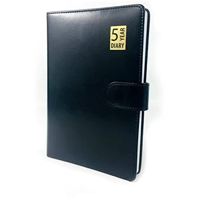 Image of JMS we create smile A5 Size 5 Year Undated Leatherette Padded Diary Magnetic Closure (Black)