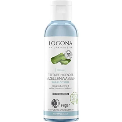 Image of LOGONA Naturkosmetik Organic Micellar Water Natural Cosmetics with Aloe Vera, Deep Cleansing Cleaning for Waterproof Make up, &amp; Vegan, 125 ml
