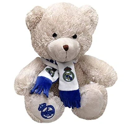 Image of Real Madrid Teddy Bear with Scarf, Official Product, Dimension 20 cm, Brown (CyP Brands)