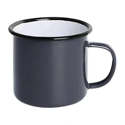 Image of Olympia Enamel Grey Black Mug 350Ml 1225Oz Serving Cup Tableware Restaurant 6pc