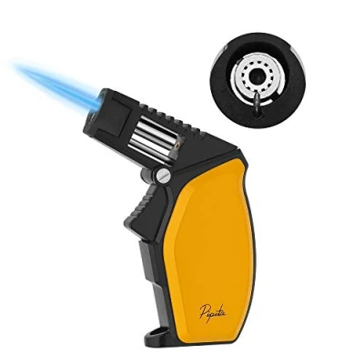 Image of PIPITA Torch Lighter, Single Big Jet Blue Flame Blow Lighter Adjustable Windproof Butane Refillable Gas Lighters (Without Gas)