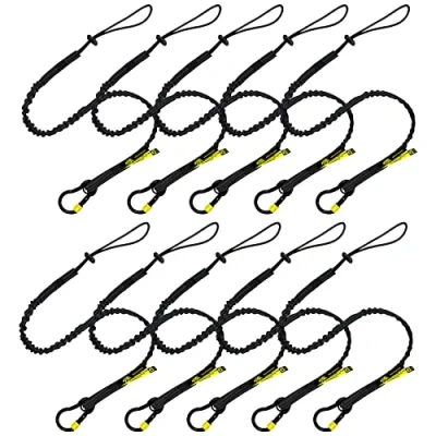 Image of BearTOOLS Black Screw Lock Safety Lanyard 3 Foot Tool Lanyard, Tough with Carabiner, Adjustable Loop End, Ultra Durable, Premium Quality Materials Ideal for Scaffold, Construction (10)