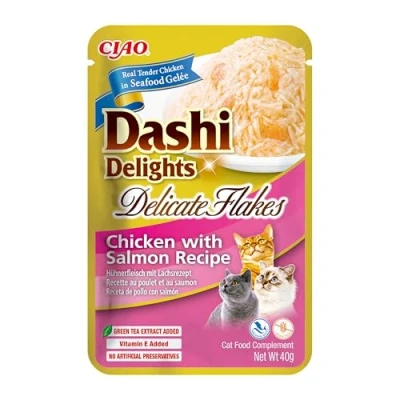 Image of Inaba Dashi Delights Delicate Flakes: Chicken with Salmon Recipe (1 x 40g) / Grain Free, Rich in Protein, Natural Ingredients, Delicious and Healthy