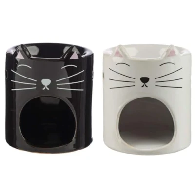 Image of Puckator Feline Fine Cat Head Oil Burner Ceramic Living Room Accessories Wax Liquidizer Burners For Essential Oils Scents Melter Melt Holder Fragrance