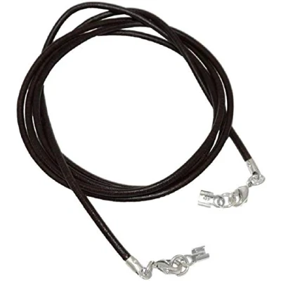 Image of unbespielt Leather Cord Necklace for Pendant Black Men Women 2 x Lobster Clasp Silver Colored 1 m mm Shortenable