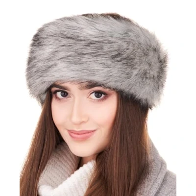 Image of Futrzane Classic Headband Faux Fur Headbands for Women Furry Band Winter Size M (Silver Classic)
