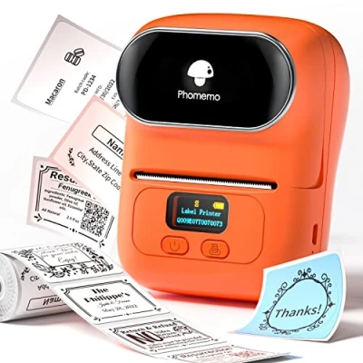 Image of Phomemo M110 Bluetooth Label Printer, Wireless Thermal Maker machine for Clothing, Jewelry, Retail, Home, Portable Barcode labeling Compatible with Android &amp; iOS Phone,orange