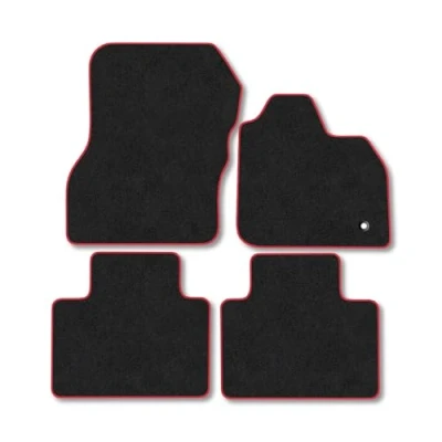 Image of Car Mats Compatible with Renault Zoe E Tech Electric (2021 ) Tailored Fit Red Carpet Floor Set Accessory Custom 4 Pieces Anti Slip Backing &amp; Binding Trim Edge
