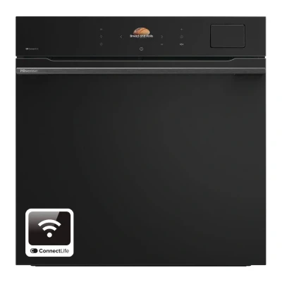 Image of HISENSE Hi8 BlackLine BAS6PH8BUKWF Electric Pyrolytic Steam Smart Oven Jet Black, Black