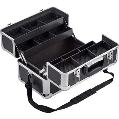 Image of Meister 9095040 Multi Purpose Case 355 x 240 225 mm Lots of Storage Space Separable Small Parts Compartments Lockable Includes 2 Keys &amp; Carry Strap/Cosmetic Case/Scissors Case/Black