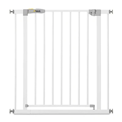 Image of Hauck Safety Gate for Doors and Stairs Open N Stop KD / Pressure Fit 75 80 cm Large Extendable with Separate Extensions Metal White