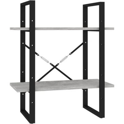 Image of vidaXL 2 Tier Book Cabinet Concrete Grey 60x30x70 cm Engineered Wood