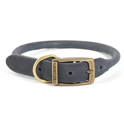 Image of Ancol Timberwolf Bonded Thread Leather Blue Round Collar Pet Training Accessory 45 54 cm, Size 6