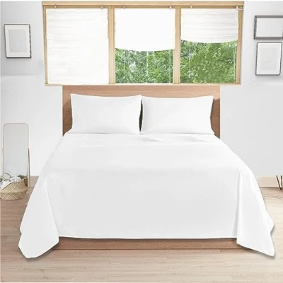 Image of Comfy Nights 100% Egyptian Cotton Single White Flat Bed Sheet 200 Thread Count Soft Fade, Shrinkage and Wringle Resitan,